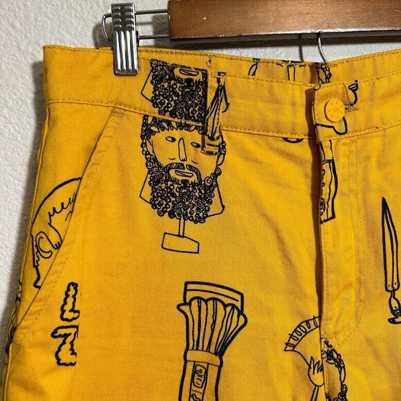 Lazy Oaf Roman Holiday Tokyo Pants 30 8 Yellow Barrel Leg Cropped Ankle Trouser - Picture 7 of 10